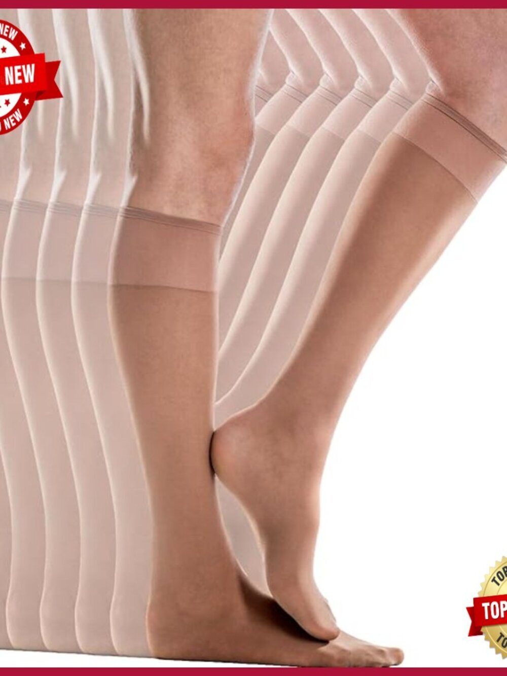 Knee-High Socks, Graduated Compression, Sheer, 6 Pair Pack, Energizing Support